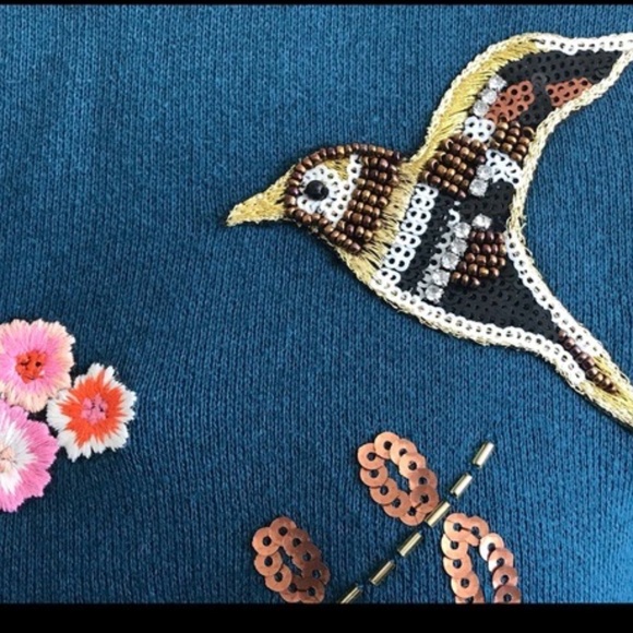 DISNEY SNOW WHITE LC LAUREN CONRAD Sweatshirt Top Embellished Teal Blue L - Picture 5 of 9